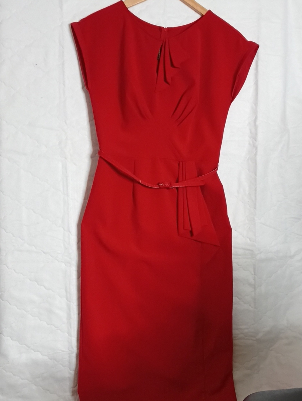Stop Staring Scarlet Red Midi Dress with Waist Tie